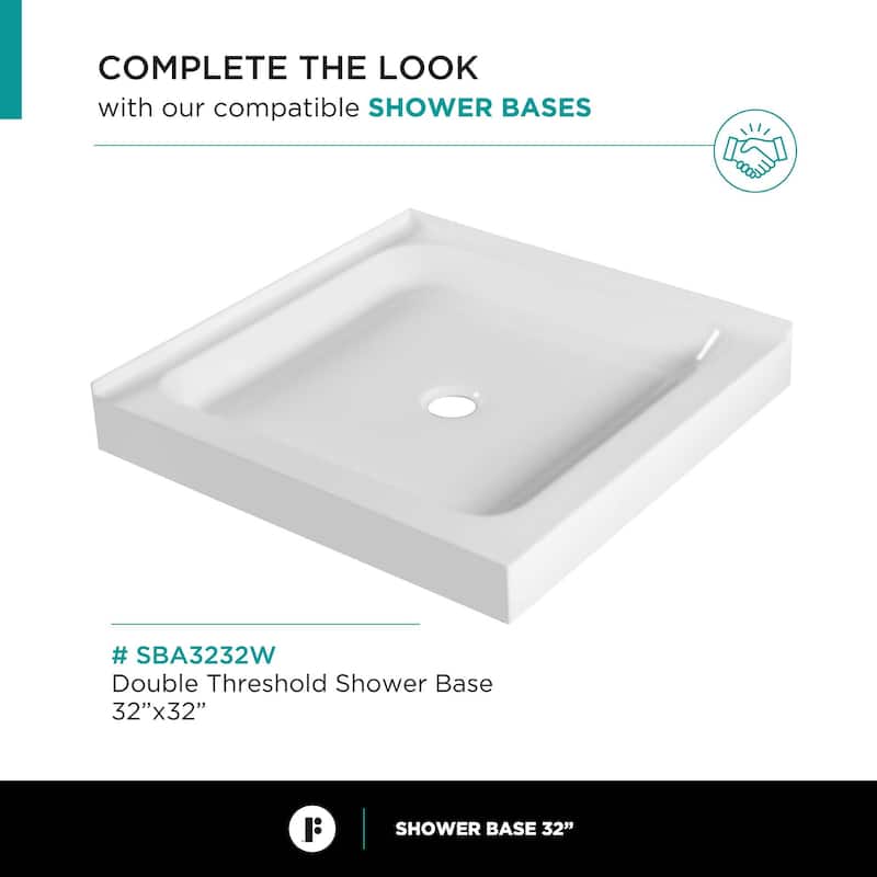 Fine Fixtures Frameless Shower Enclosure Hinged Glass Shower Door - Tempered Glass