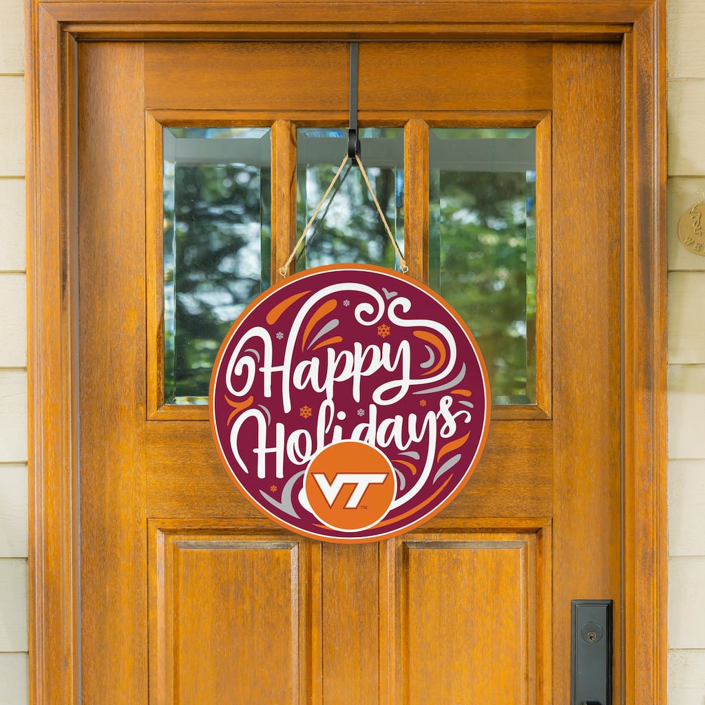 Virginia Tech 18" x 18" Happy Holidays Door Décor Wall Sign - 18" x 18"
