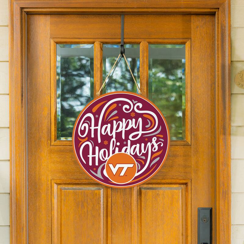 Virginia Tech 18" x 18" Happy Holidays Door Décor Wall Sign - 18" x 18"