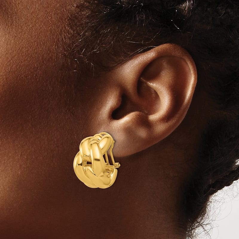 Curata Solid 18k Yellow Gold 22x14mm Curb Link Omega Back Earrings