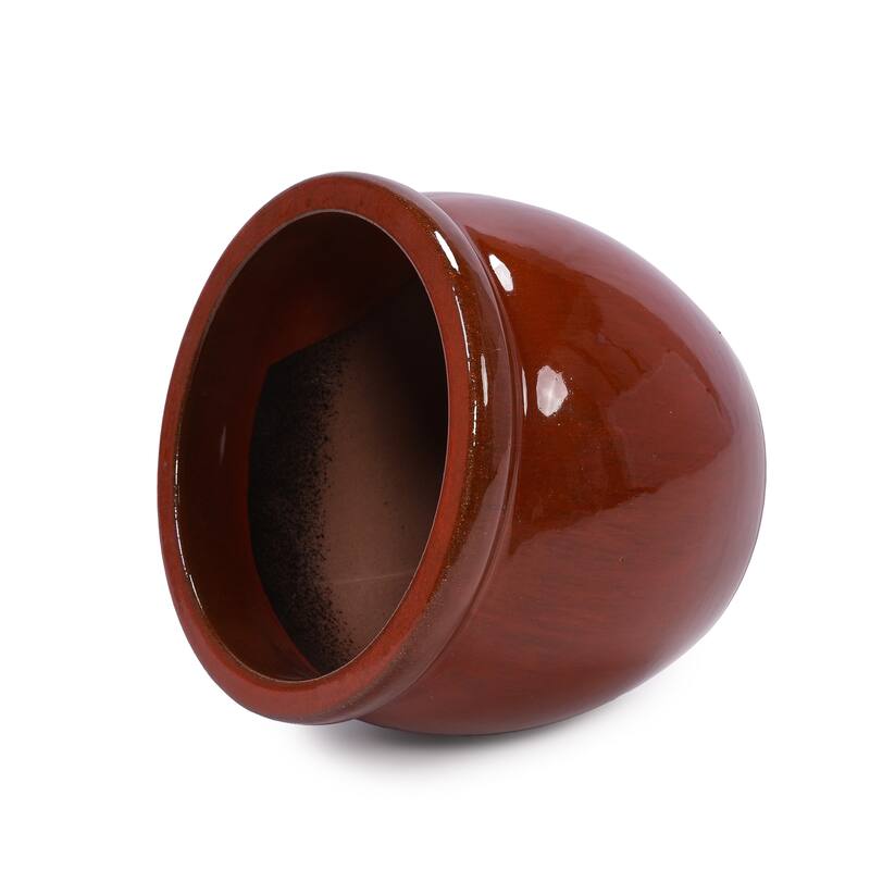 Anmytek Handmade Ceramic Plant Pots Set of 3 Rust Red