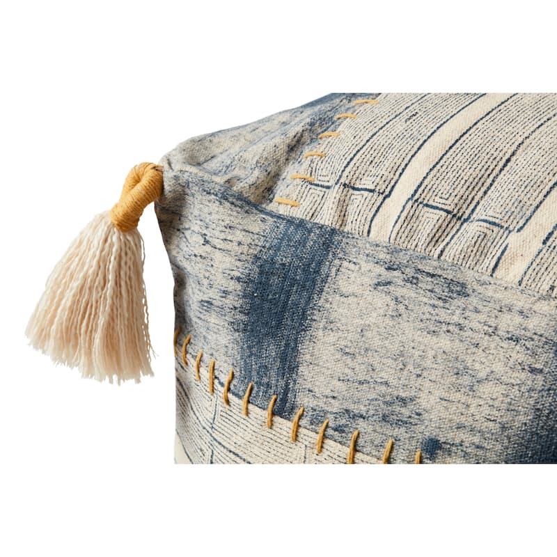 Alexander Home Denim Farmhouse Pouf