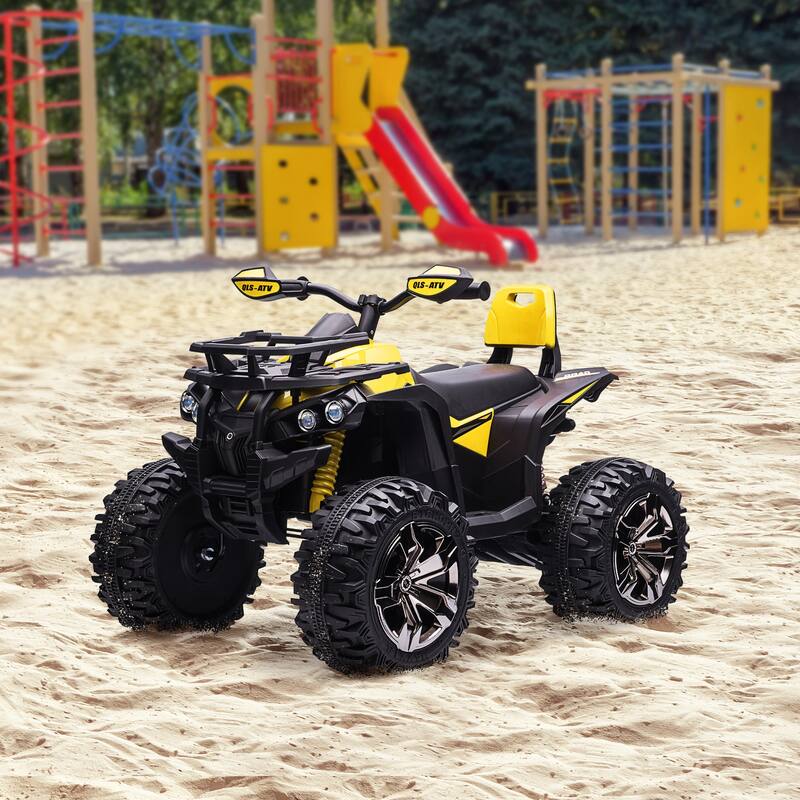 12V Beach Car for Kids with USB, Yellow Ride on Motor Vehicle Toy with Music, Children's Car with Wear-Resistant Tires - Yellow