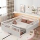 preview thumbnail 55 of 65, Pine Floor Bed Frame with Fence Full - White