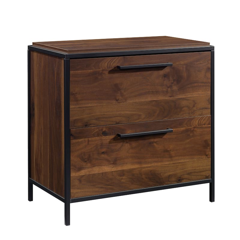 Wood Lateral File with Large Drawers, Brown