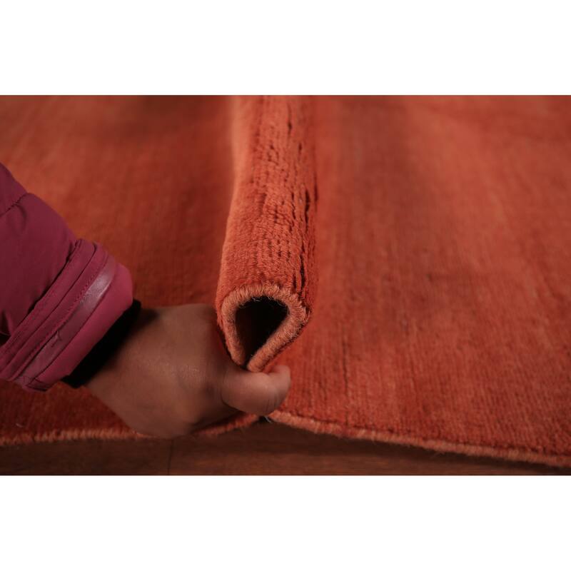 Gabbeh Modern Area Rug Hand-Knotted Orange Wool Carpet - 5'5" x 8'0"