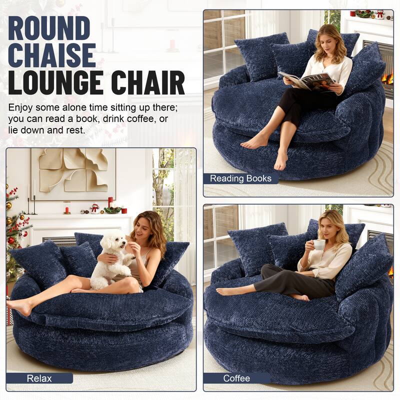 Rossetta Oversized Round Polyester Foam Chair with Pillows