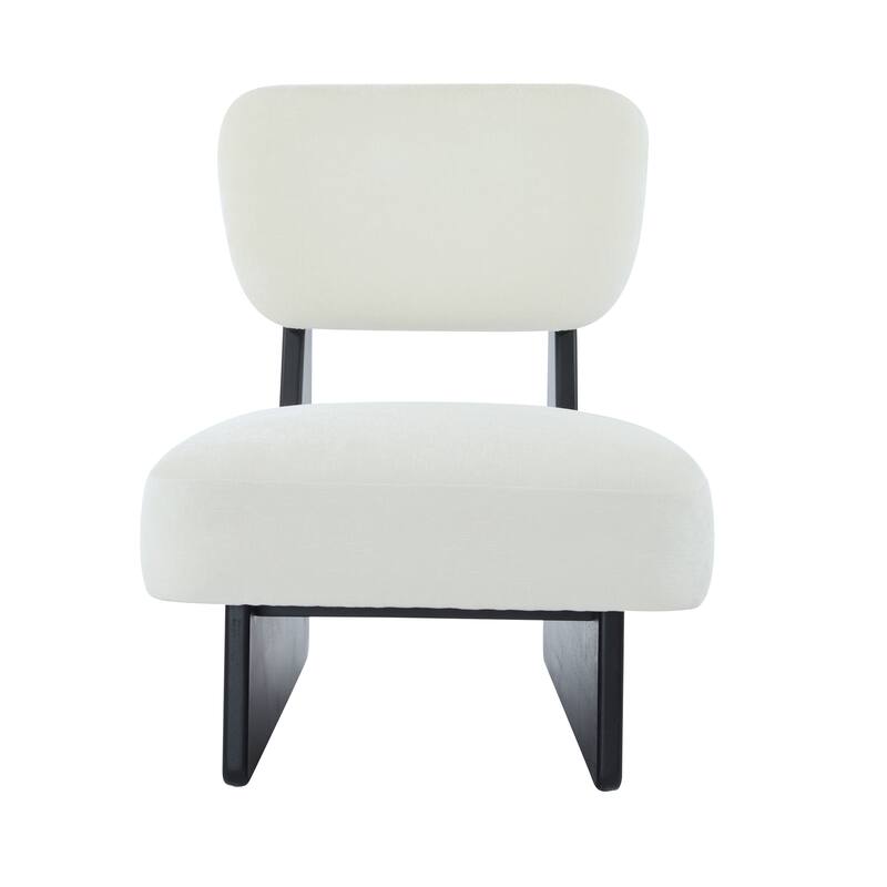 Low Profile Accent Chair Set of 2, Modern Living Room Armless Lounge Chair, Fabric Reading Chair with Wooden Frame