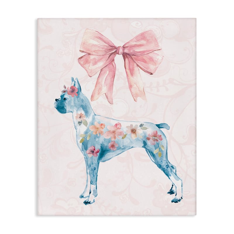 Stupell Trendy Floral Dog Canvas Wall Art Design By Carol Robinson - 30 x 40