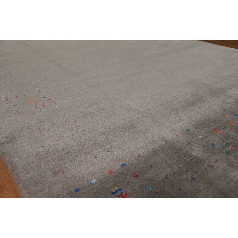 Hand Knotted Oriental 100% Wool Carpet Tribal Tribal Greys & Charcoal Gabbeh Area Rug - 10' 1'' X 8' 3''