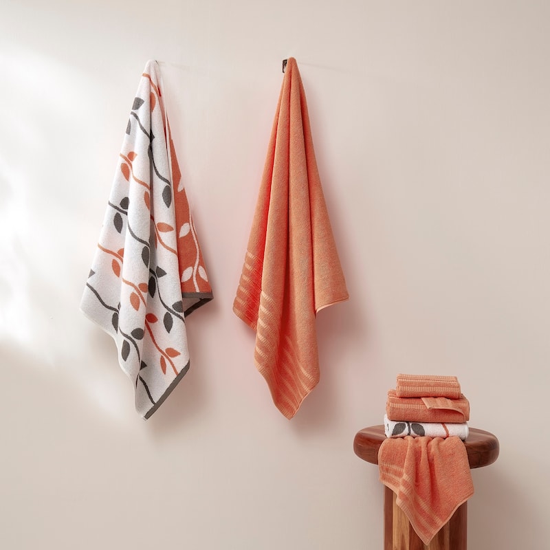 Modern Threads 6-Piece Yarn Dyed Organic Vines Towel Set