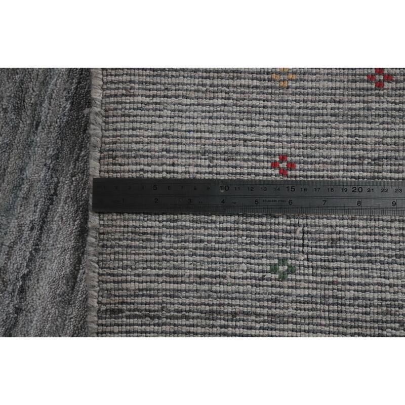 Hand Knotted Oriental 100% Wool Carpet Tribal Animal Pictorial Greys & Charcoal Gabbeh Area Rug - 12' 4'' X 9' 4''
