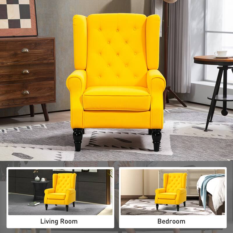 Fabric Wood Accent Chair with Diamond Tufting - 29.25"W x 33.75"D x 40.25"H