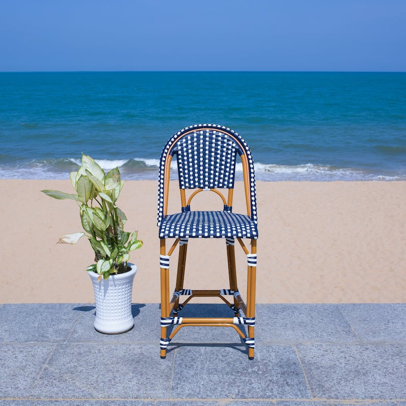 SAFAVIEH Leonica Outdoor Bistro 25-inch Seat Height Counter Stool (Fully Assembled) - 20"W x 21"D x 43"H