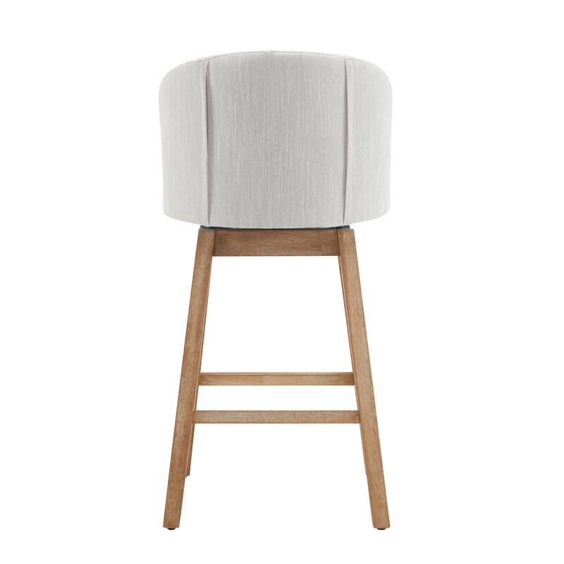 Roomfitters 33.25" Swivel Upholstered Counter Stools, Set of 2 Armless Bar Chairs with Rubberwood Frame and Footrest