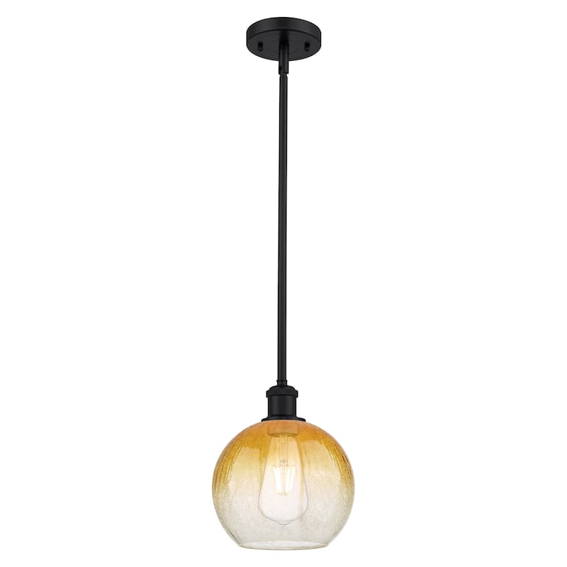 Innovations Lighting Endless Possibilities Ballston - Brookhaven Globe - 1 Light 8" Stem Hung Mini Pendant - Matte Black/Amber