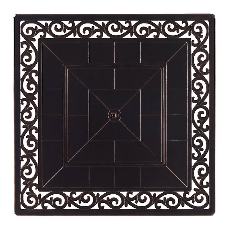 Black Aluminum Fire Table Set with Four Club Chairs