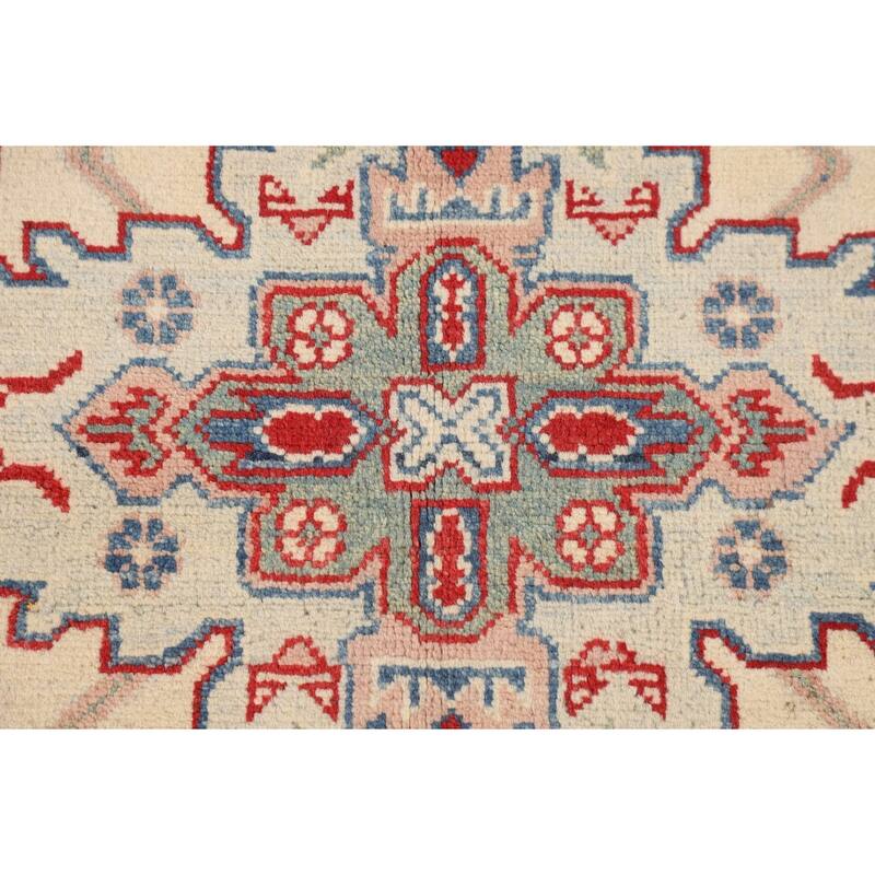 Beige / Ivory Kazak Area Rug Hand-Knotted Wool Carpet - 5'1" x 6'11"