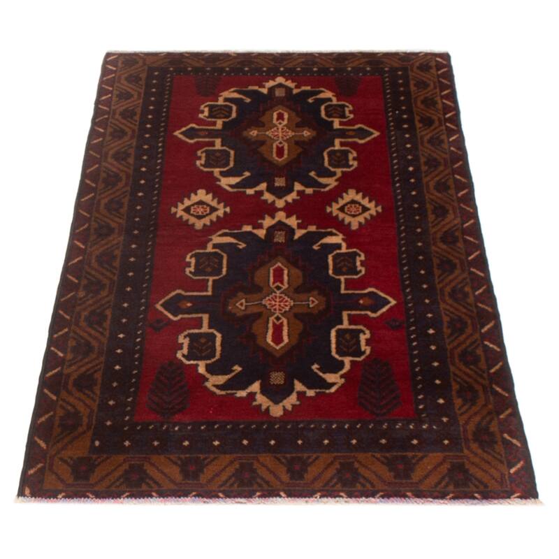ECARPETGALLERY Hand-knotted Kazak Red Wool Rug - 3'6 x 6'2