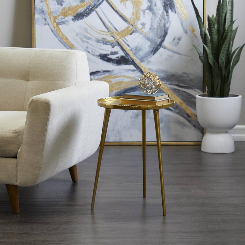 Aluminum Metal Side End Accent Table with Tray Top - Silver, Gold, Black - Roche River Decor