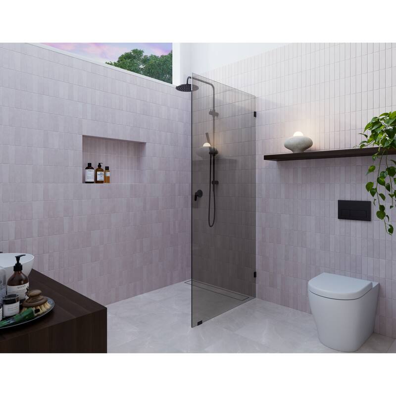 Ursa 30 in. x 78 in. Fully Frameless Glass Shower Panel - Single Fixed Panel with Gray Tint