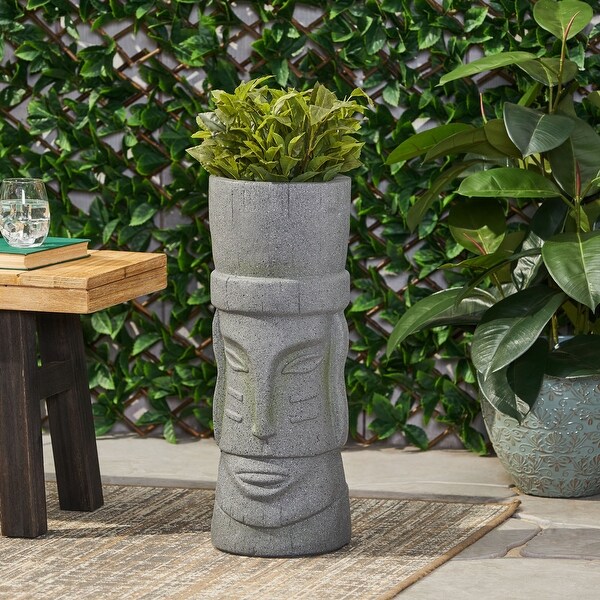 Poulan Outdoor Cast Stone Outdoor Polynesian Decorative Planter by Christopher Knight Home. Opens flyout.