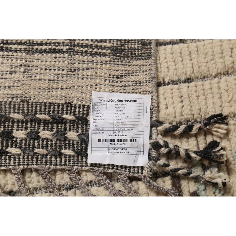 All-Over Striped Moroccan Large Area Rug Handmade Wool Carpet - 11'8"x 15'8"