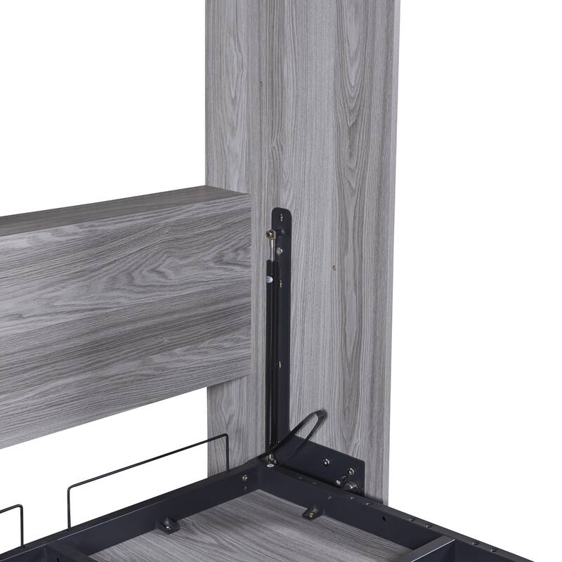 Space-Saving Twin Size Folding Cabinet Bed, Gray