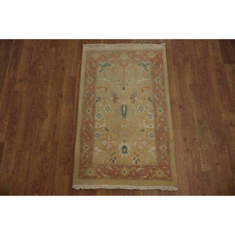 Hand Knotted Oriental 100% Wool Carpet Traditional All-Over Brown Ziegler Area Rug - 3' 1'' X 1' 11''