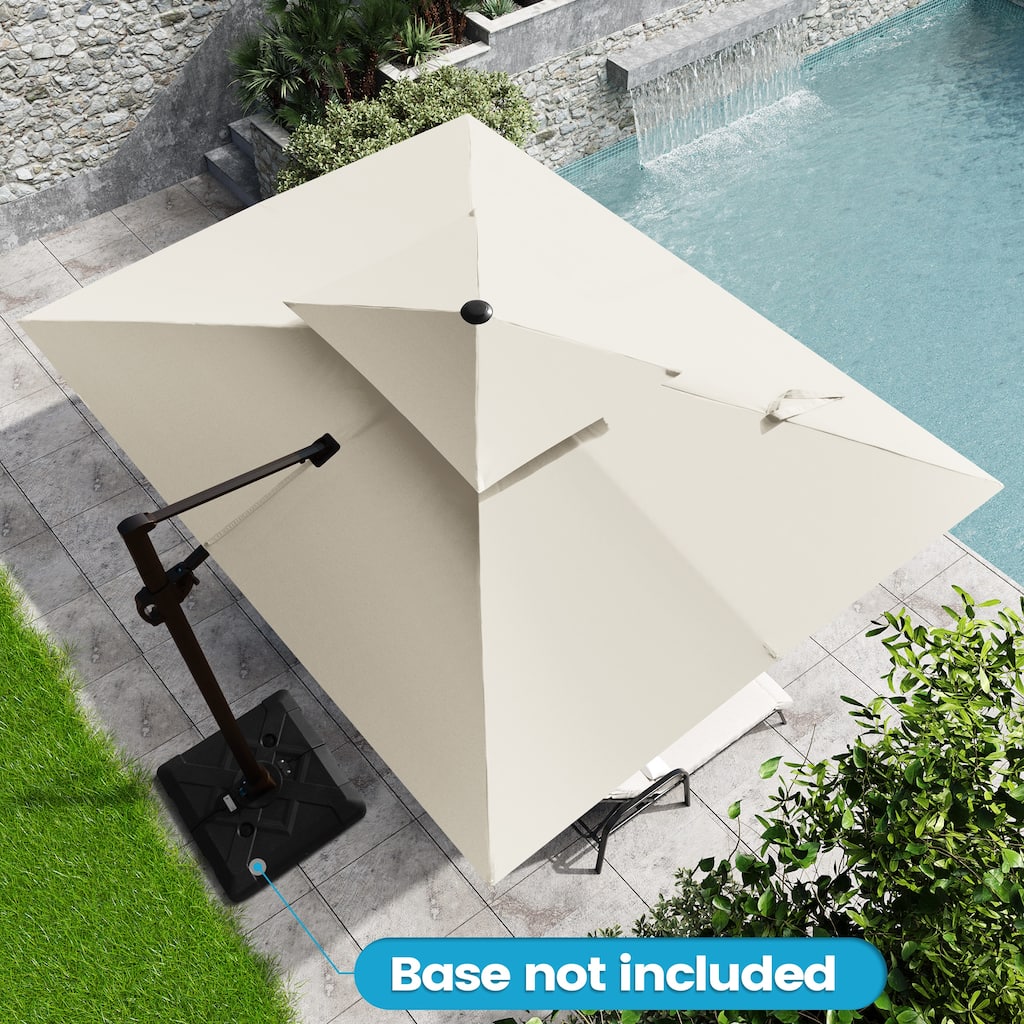 11 x 9 ft Outdoor Rectangular Double-Top Patio Cantilever Umbrella with 360-degree Rotation and 6-Position Tilt