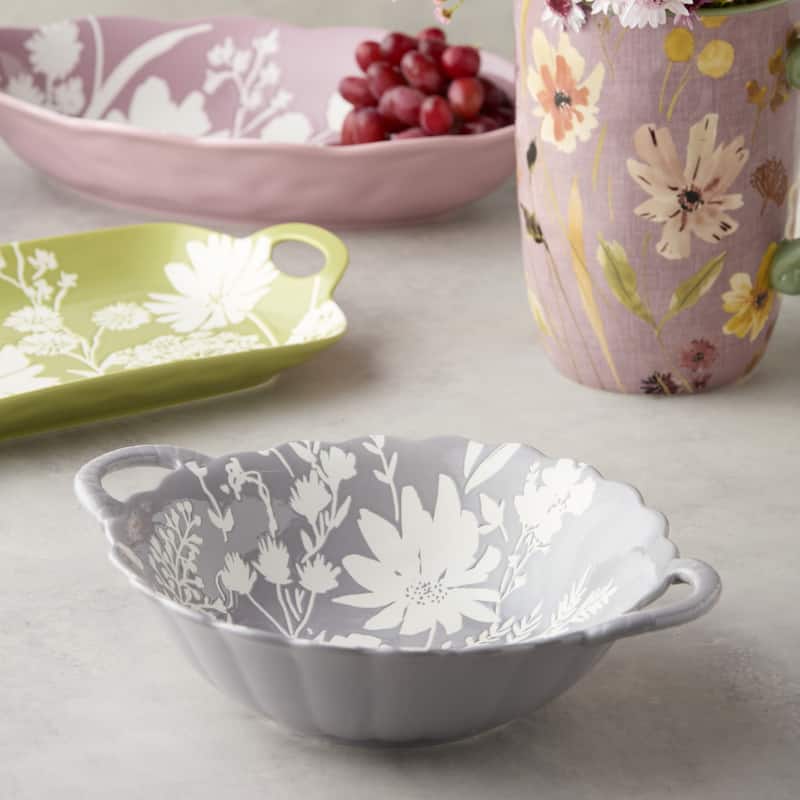 Certified International Wildflowers 28 oz. Wax Off Round Bowl - 12.50"L x 10.00"W x 3.25"H