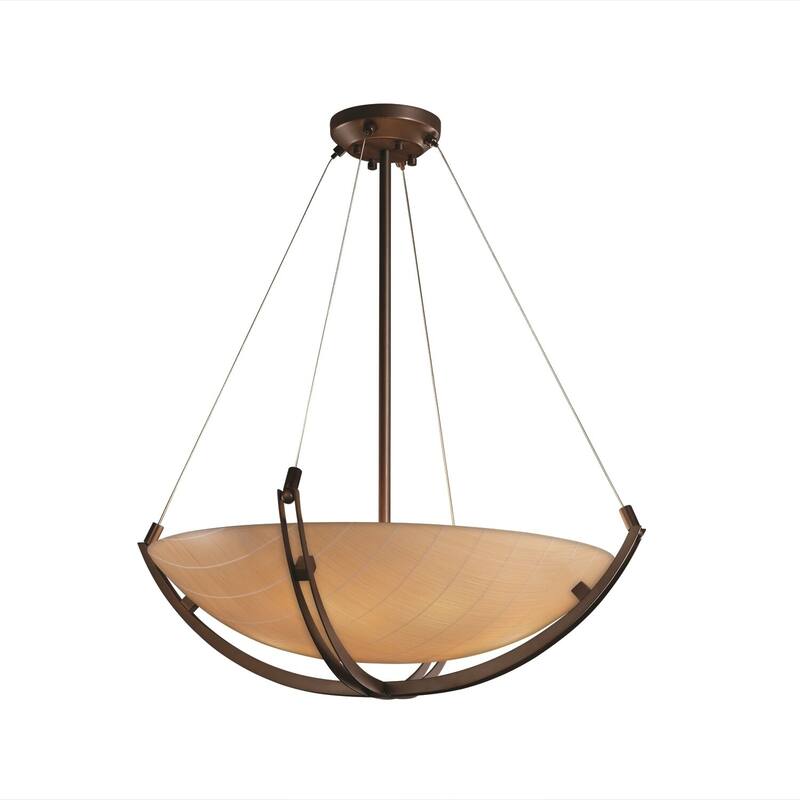 Justice Design 3form Crossbar 6-light Dark Bronze Round Bowl Pendant, Take Shade - Dark Bronze, Take