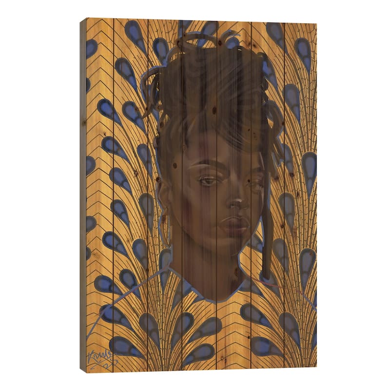 Dreads Print On Wood by Adekunle Adeleke - Multi-Color - 40x26x1.5