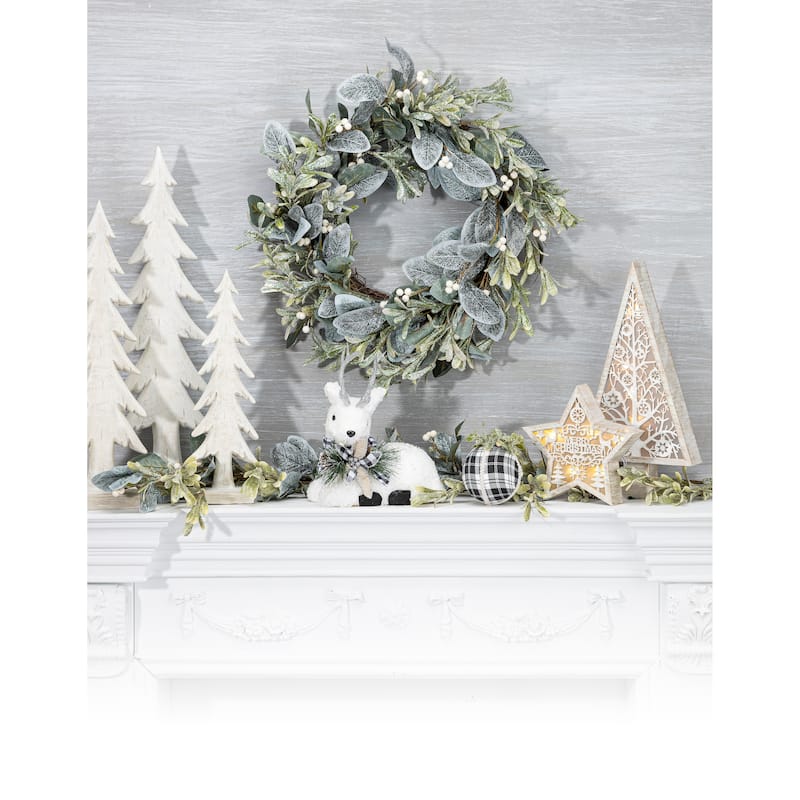 16 in Lighted Metal and Laser Cut Wood Tree - N/A