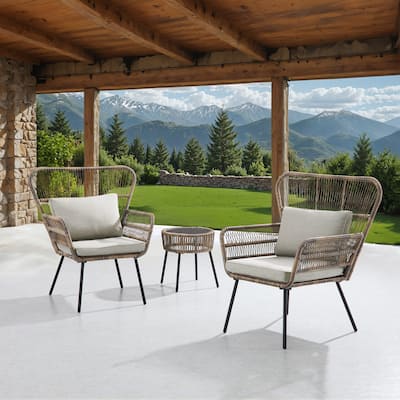 Corvus Havre 3-Piece Outdoor Wicker Bistro Set with Cushions