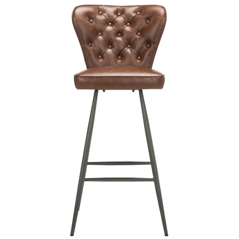SAFAVIEH Liberty -30 Inch Burgundy Bar Stool (Set of 2) - 16.9" x 21.7" x 46.1" - 17Wx22Dx46H