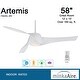 preview thumbnail 16 of 37, Minka Aire Artemis 3 Blade 58 Inch Ceiling Fan With Light Kit