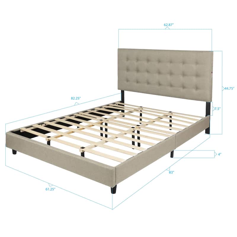 Madison Upholstered LED-lit Platform Bed Frame