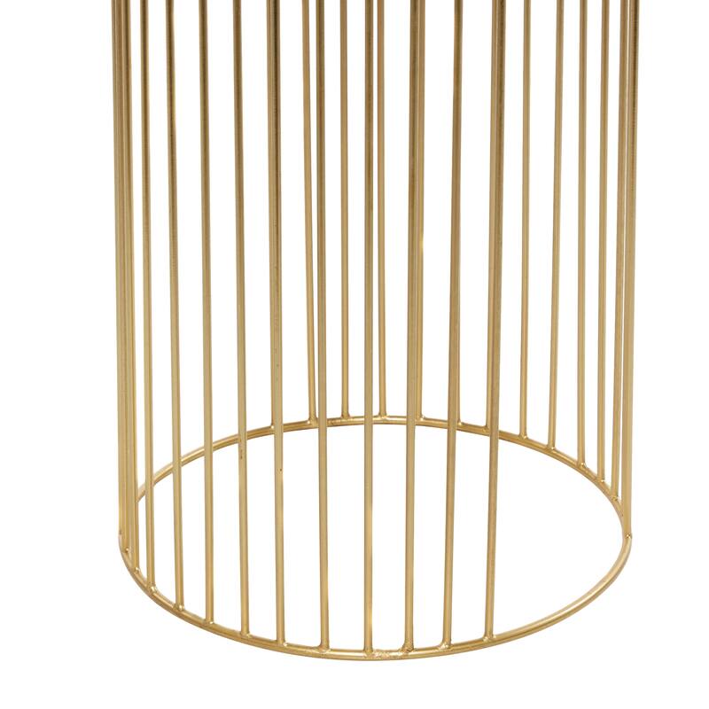 Gold Metal Deep Recessed Dome Indoor Outdoor Planter with Elevated Caged Stand (Set of 3)