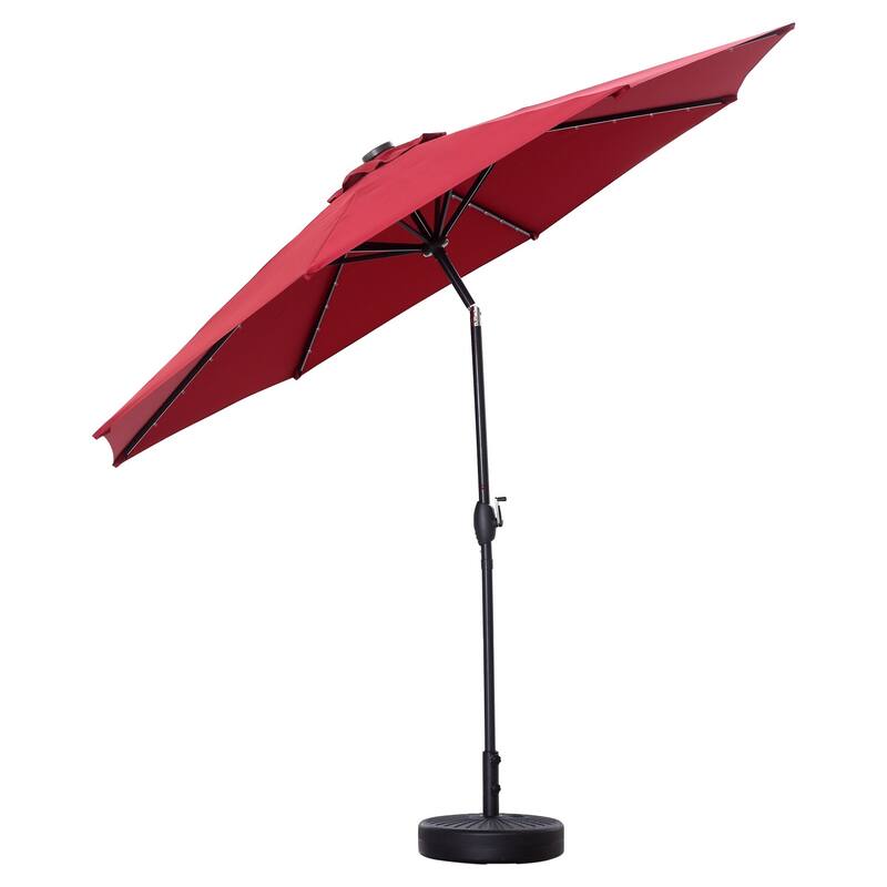 Ainfox 10ft Patio Umbrella with Lights without Base Outdoor Solar Umbrella
