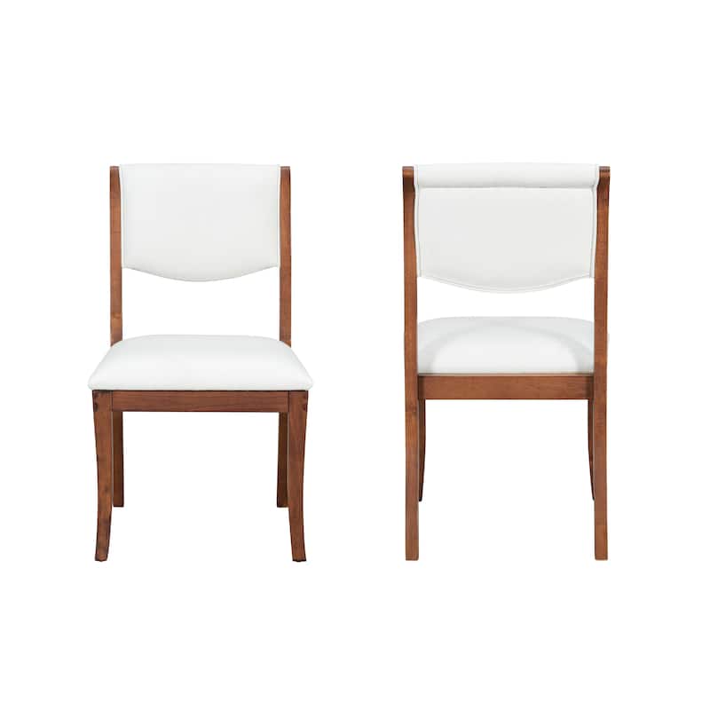 Upholstered Dining Chairs Set Of 2-Traditional Elegant Fabric Side Chairs With Curved Lines,Solid Hardwood Frame