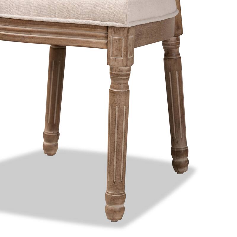 Louis French Inspired Upholstered Wood Dining Chair Set(2PC)-Beige