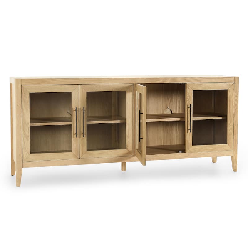 Beechgrove Four Door Sideboard in Natural Brown by Kosas Home - 78Wx18Dx34H