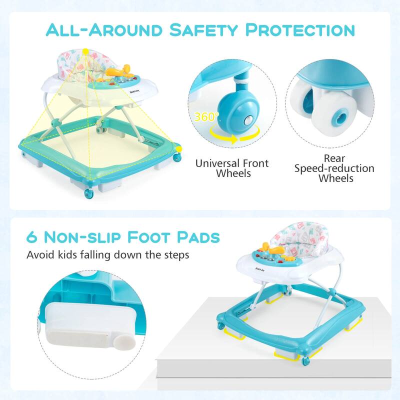 Costway Foldable Baby Walker with 3 Adjustable Heights Comfy Padded - See Details