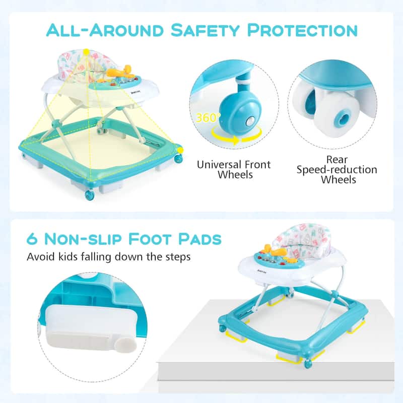 Honeyjoy Foldable Baby Walker with 3 Adjustable Heights Comfy Padded - See Details