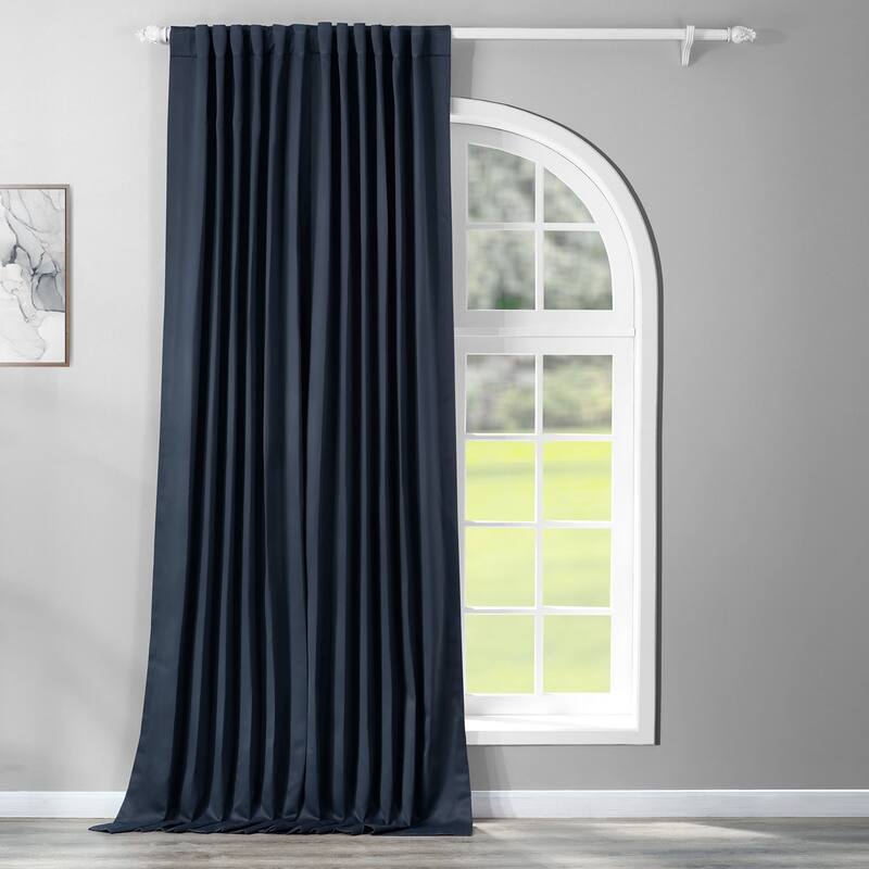 Exclusive Fabrics Extra Wide Room Darkening Curtain (1 Panel) - 100 X 120 - Navy Blue