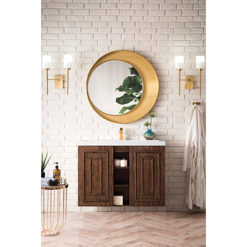 James Martin Vanities Alicante 39.5" Single Vanity Cabinet, w/ White Glossy Composite Stone Top