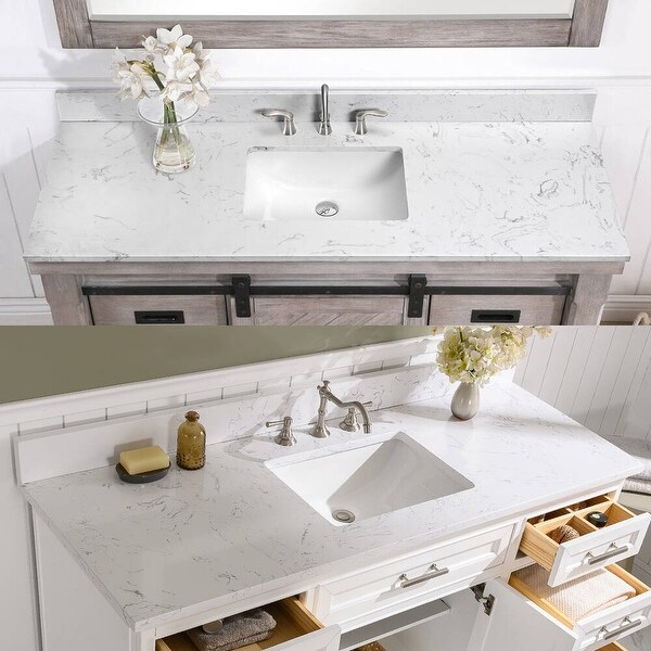 YASINU 60 Inch Engineered Marble Single Sink Vanity Top - On