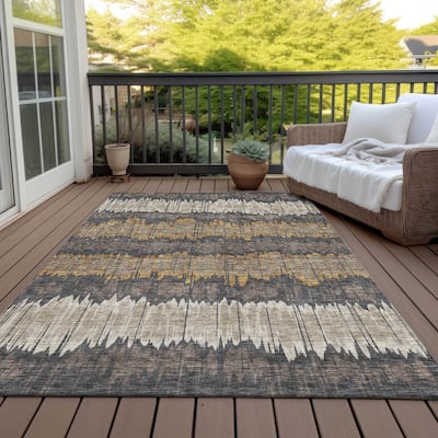Machine Washable Indoor/ Outdoor Chantille Abstract Ombre Rug