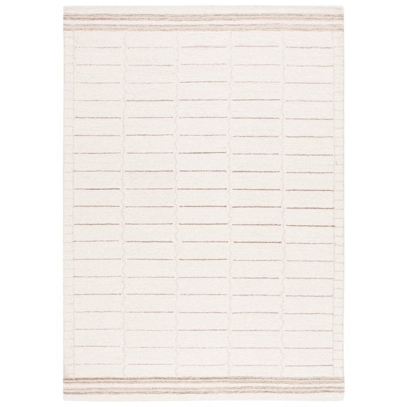 SAFAVIEH Handmade Metro Spyrini Modern Stripe Wool Rug - 8' x 10' - Ivory/Brown
